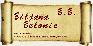 Biljana Belonić vizit kartica